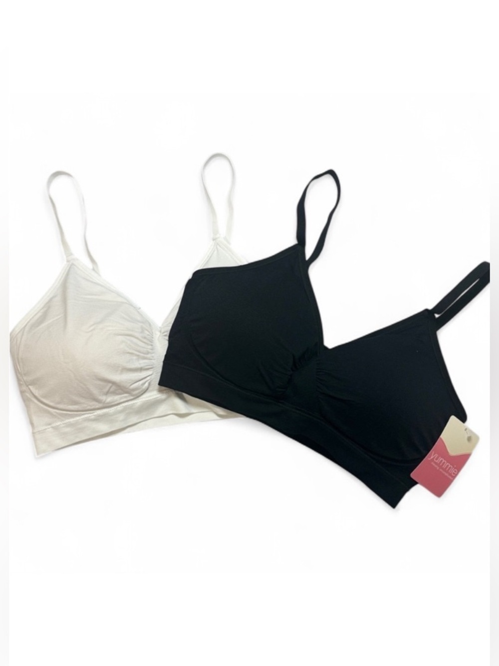 Yummie 2 pack Black & White V-neck Bralettes Size 1X/2X NEW